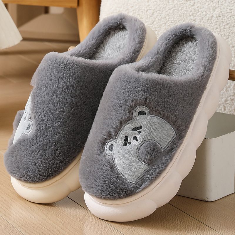 Pantofole di cotone con suola spessa, per la casa autunnale, per donne, in pile invernale, calde, antiscivolo, per maternità_voghion.com