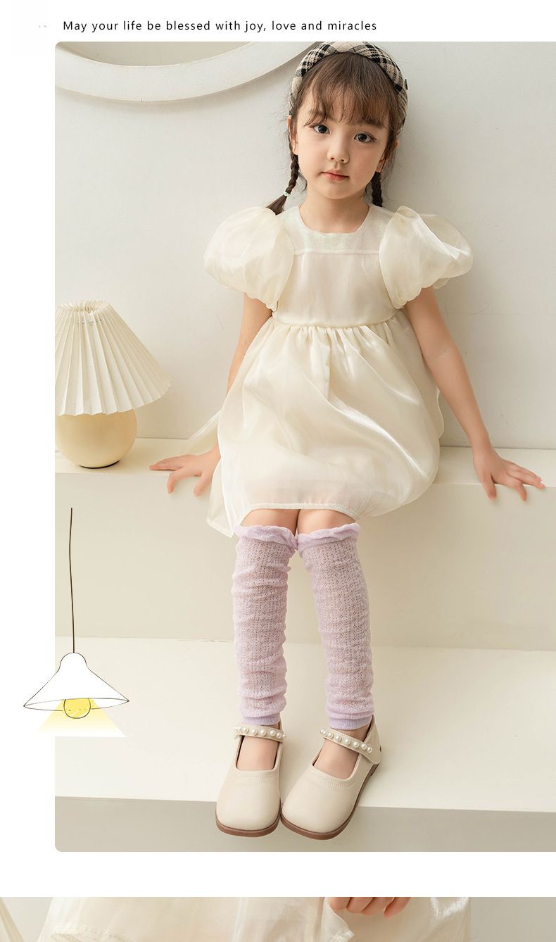 Children's summer bubble mouth ultra-thin cotton sunscreen sleeves girls air conditioning calf socks dual-use breathable sleeves batch_voghion.com
