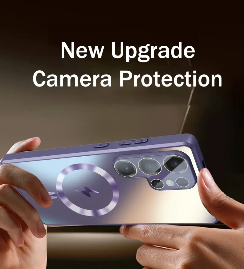 Thin Frosted Matte Car Magnetic Case For Samsung S25 S24 S23 Ultra Plus Glass Lens Protector Shockproof Cover_voghion.com