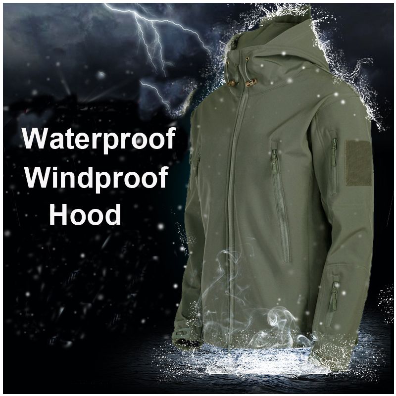 Men's Autumn Winter SoftShell Fleece Waterproof Jackets Male Hood Coats Fishing Hiking Camping Climbing Skiing Pants_voghion.com