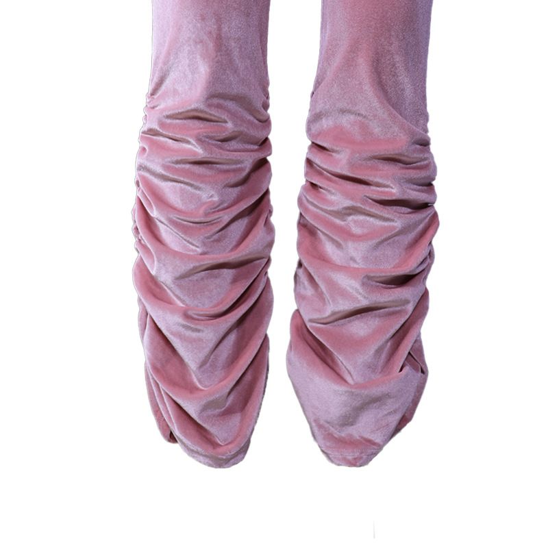 Women's Clothing autumn and winter sexy navel-baring long-sleeved top solid color micro-flared pants two-piece set_voghion.com