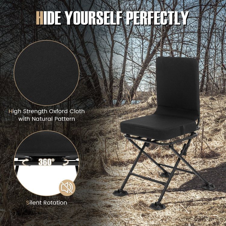 Swivel Folding Chair with Backrest and Padded Cushion_voghion.com