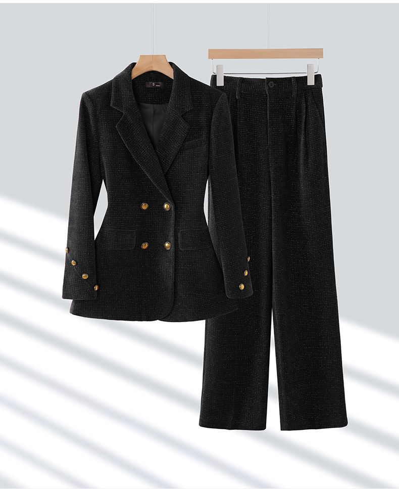 Ropa de mujer Traje marrón para mujer Otoño Nuevo traje formal ajustado de alta gama Traje de pana Ropa profesional_voghion.com