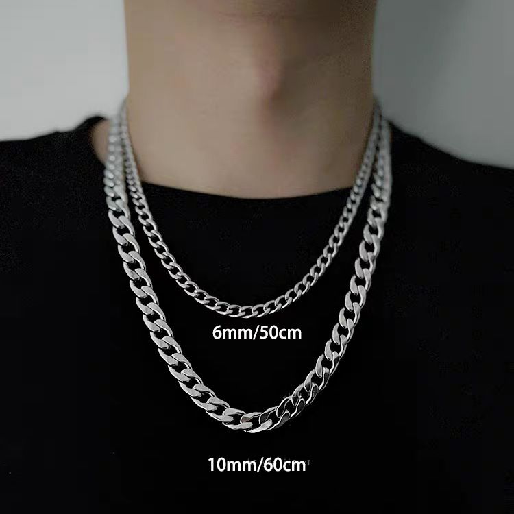 Colier cu lanț gros NK din oțel inoxidabil cubanez din titan, accesorii hip-hop la modă pentru bărbați și femei, lanț simplu, nu_voghion.com
