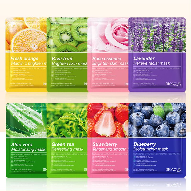 Maschera viso idratante per la pelle con frutta e piante BIOAOUA in inglese_voghion.com