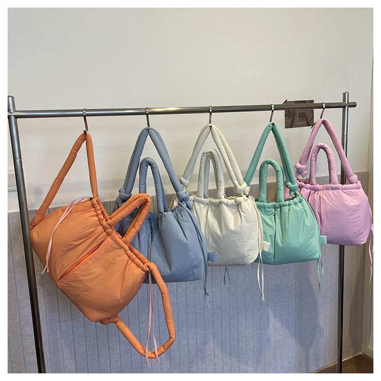 New style portable down cotton bag winter versatile fashion shoulder messenger bag multifunctional pleated casual backpack_voghion.com