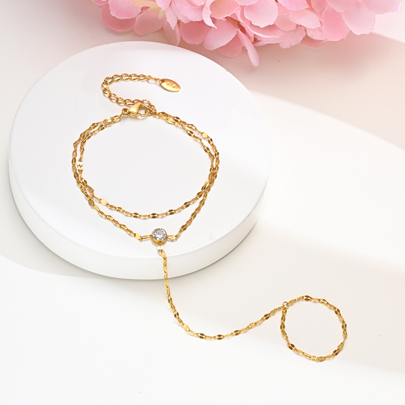 Braccialetto da dito in acciaio inossidabile per donna, gioielli alla moda con catena sottile in zircone, regalo per ragazze e fidanzate_voghion.com