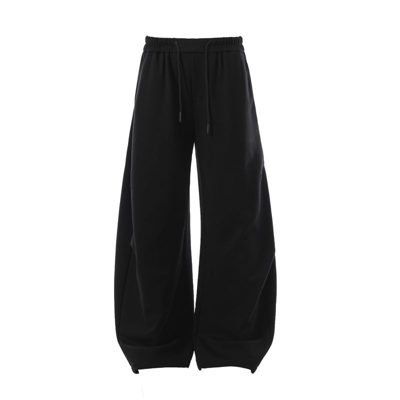 Retro Geniş Paça Eşofman Altı – Unisex Yüksek Bel, %55 Pamuk, Bağcıklı Bel, Kargo Cepler, Nefes Alabilir ve Hafif, Gri/Siyah, S-XXL_voghion.com