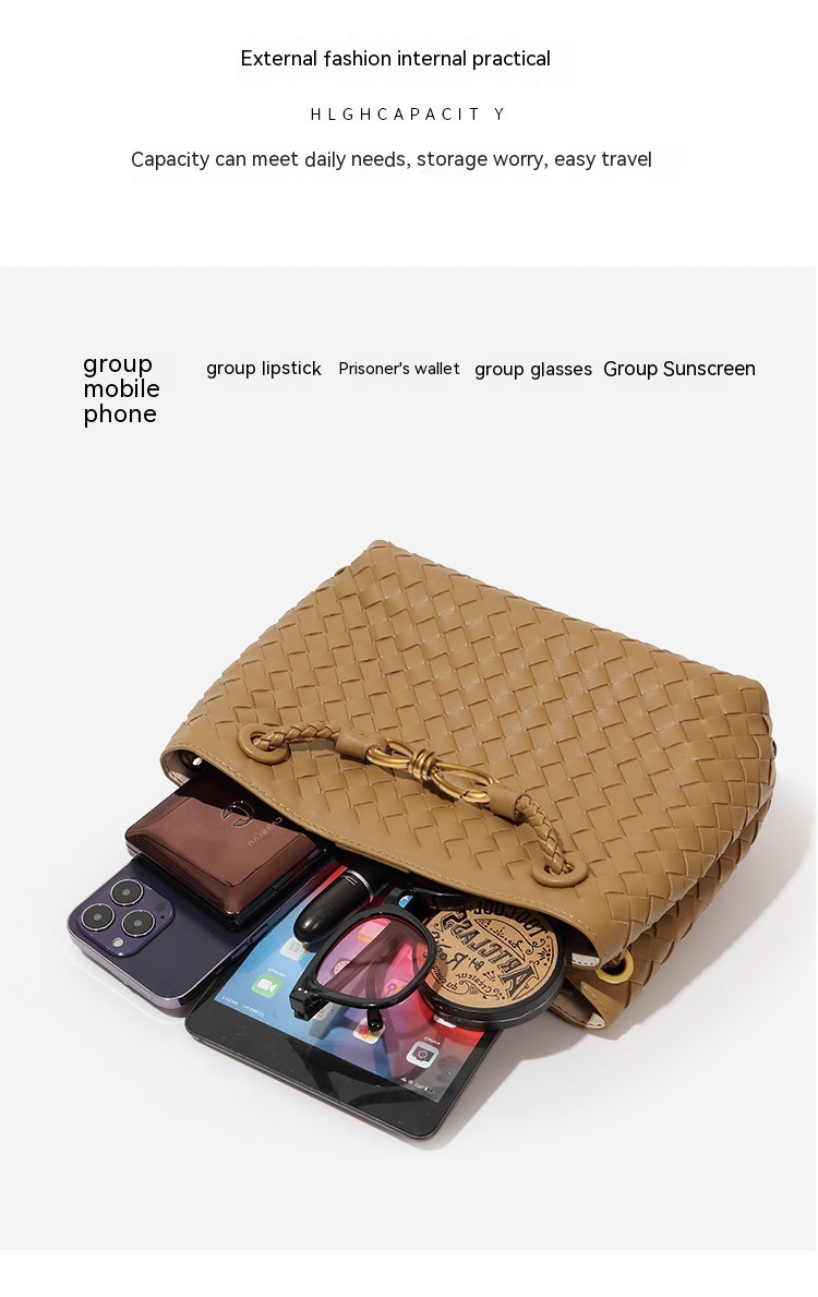 Jauna ietilpīga rokassomiņa sievietēm ar personību un vienkāršu temperamentu. Ar rokām darināta auduma soma ir praktiska un daudzpusīga. Viena plecu soma_voghion.com