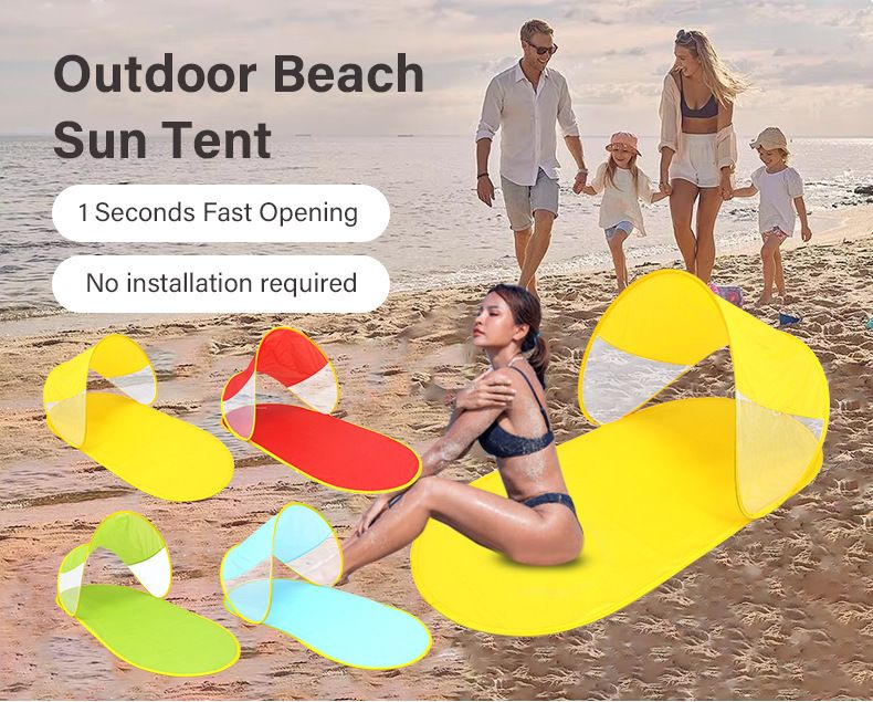 Tenda da spiaggia pop-up con ancoraggio per sabbia - Protezione solare istantanea (protezione UV UPF 50+, portatile e leggera, non richiede montaggio)_voghion.com