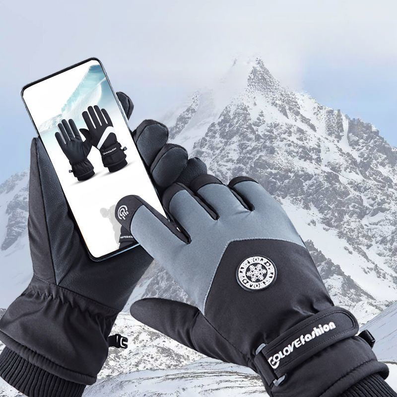 Ski Men And Women, Winter Windproof, Cold-Proof, Non-Slip, Fleece-Lined, Thickened, Touchscreen Compatible, Waterproof,_voghion.com