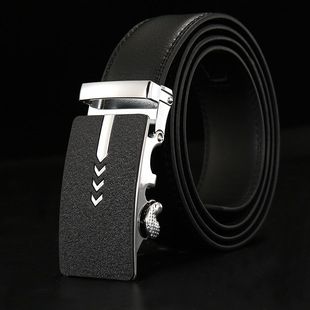Cintura da uomo all'ingrosso Nuovo commercio estero europeo e americano transfrontaliero cintura in pelle con fibbia automatica in lega a due strati in pelle bovina_voghion.com