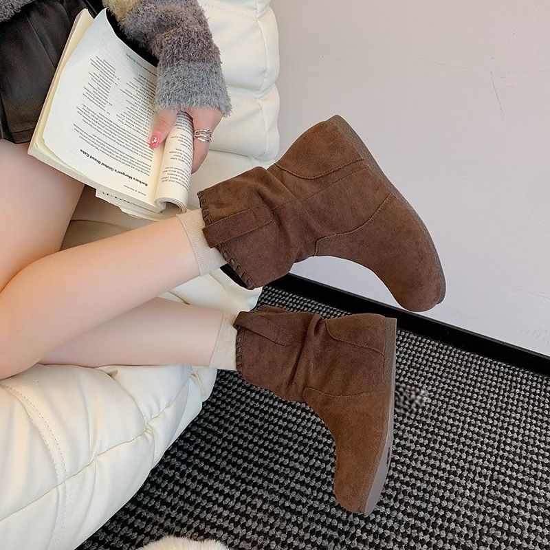 Chunky-soled Round-toe Women's Shoes 2025 Fall/Winter New Minimalist Height-Boosting Style_voghion.com