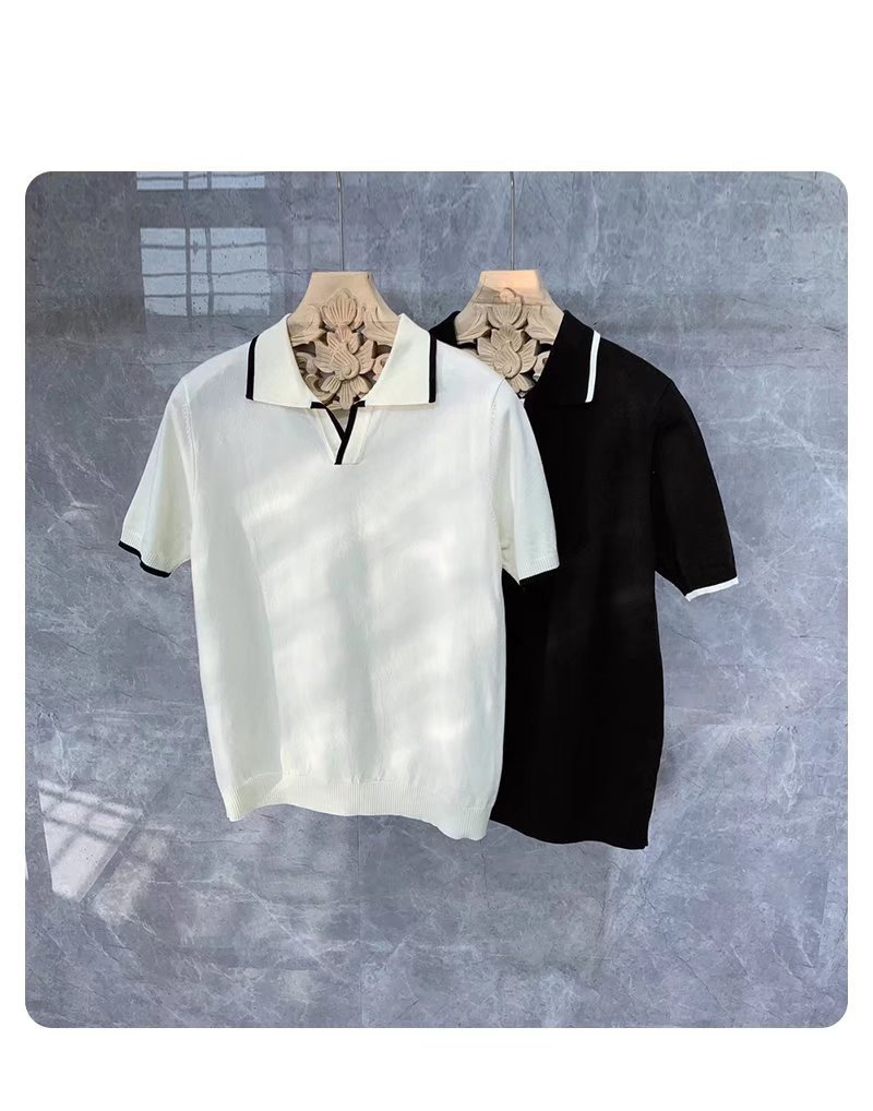 Leisure Polo Collar Shirt Men, Versatile For Business, Slim Fit, Micro Elastic T-shirt, Breathable And Fashionable In_voghion.com