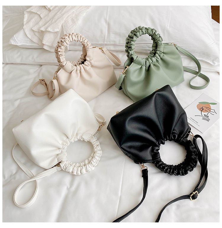 Kadın Küçük Pu Deri Düz Renk Moda Kare Manyetik Toka Çanta Crossbody Çanta Dantelli Çanta_voghion.com