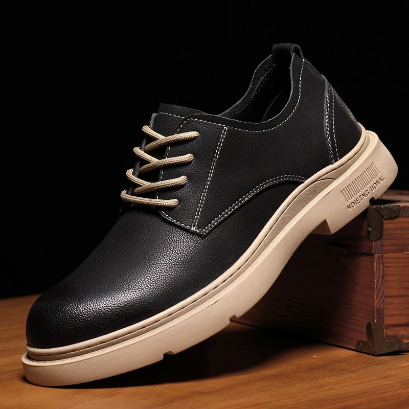 2025 New Workwear British Style Breathable Casual Leather Men's Lace Up Business Shoes, Black_voghion.com