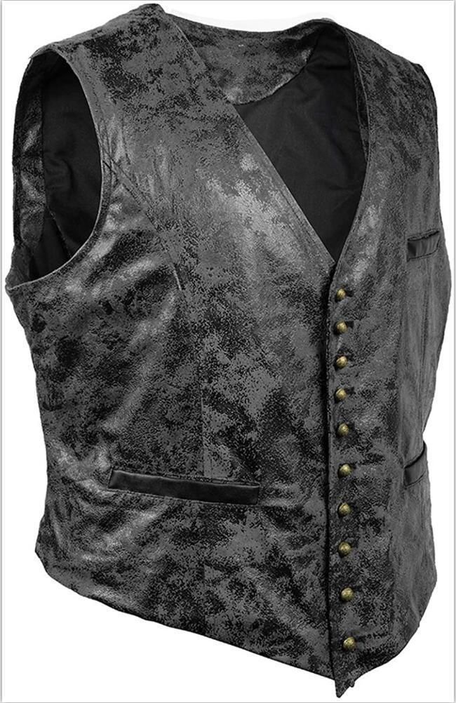 Chaleco de ante entallado para hombre: estilo retro con escote en V y botonadura sencilla para otoño e invierno._voghion.com