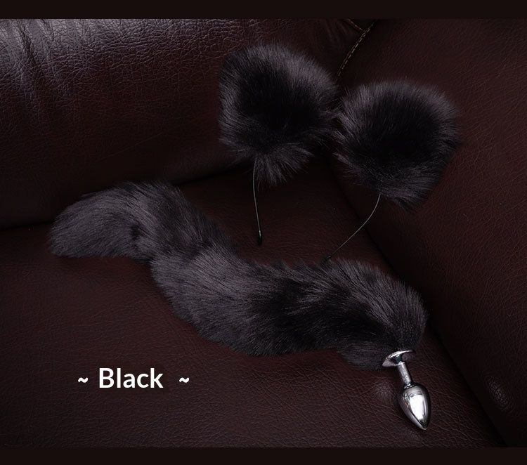 luckyqqyp Sexy SM Props Training Metallo Alternativo Cosplay Orecchie di Gatto Fascia Coda Plug Anale Set Due Pezzi Dropshipping_voghion.com