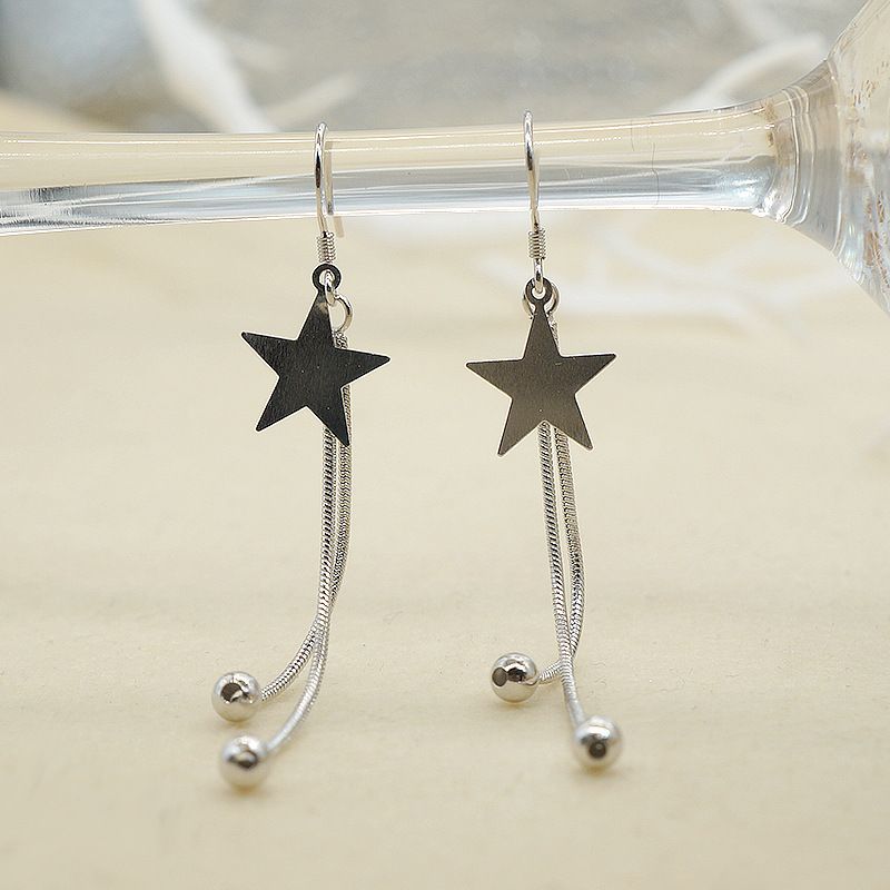Orecchini a clip a forma di stella, stile elegante, nappa a forma di stella scintillante con un tocco di alta qualità, orecchini da sera per donna_voghion.com