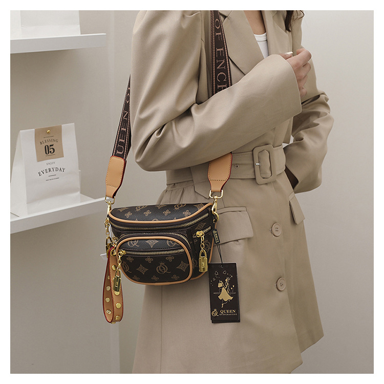 Designer Nisch Retro gedréckte Broschtbeutel fir Dammentasch, Taillebeutel fir Crossbody Fraen Casual Ënneraarmtasch, High-End_voghion.com