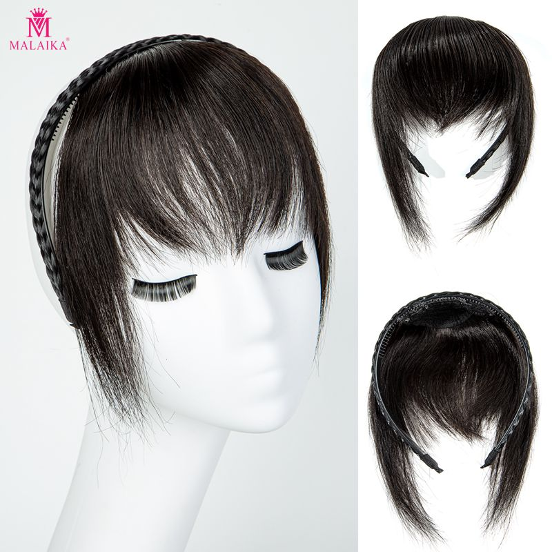 Mulheres torção trança bandana peças de cabelo reto grampo de cabelo real na coroa topper extensão de cabelo com franja para mulheres com extensões de cabelo fino chignon_voghion.com