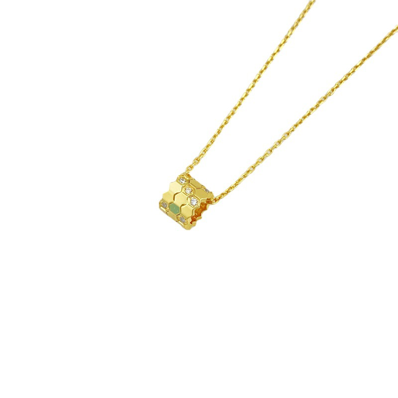 Designers klassiska honeycomb-halsband CNC-tillverkade sexkantiga honeycomb-hänge roséguld Enkelt honeycomb-halsband_voghion.com