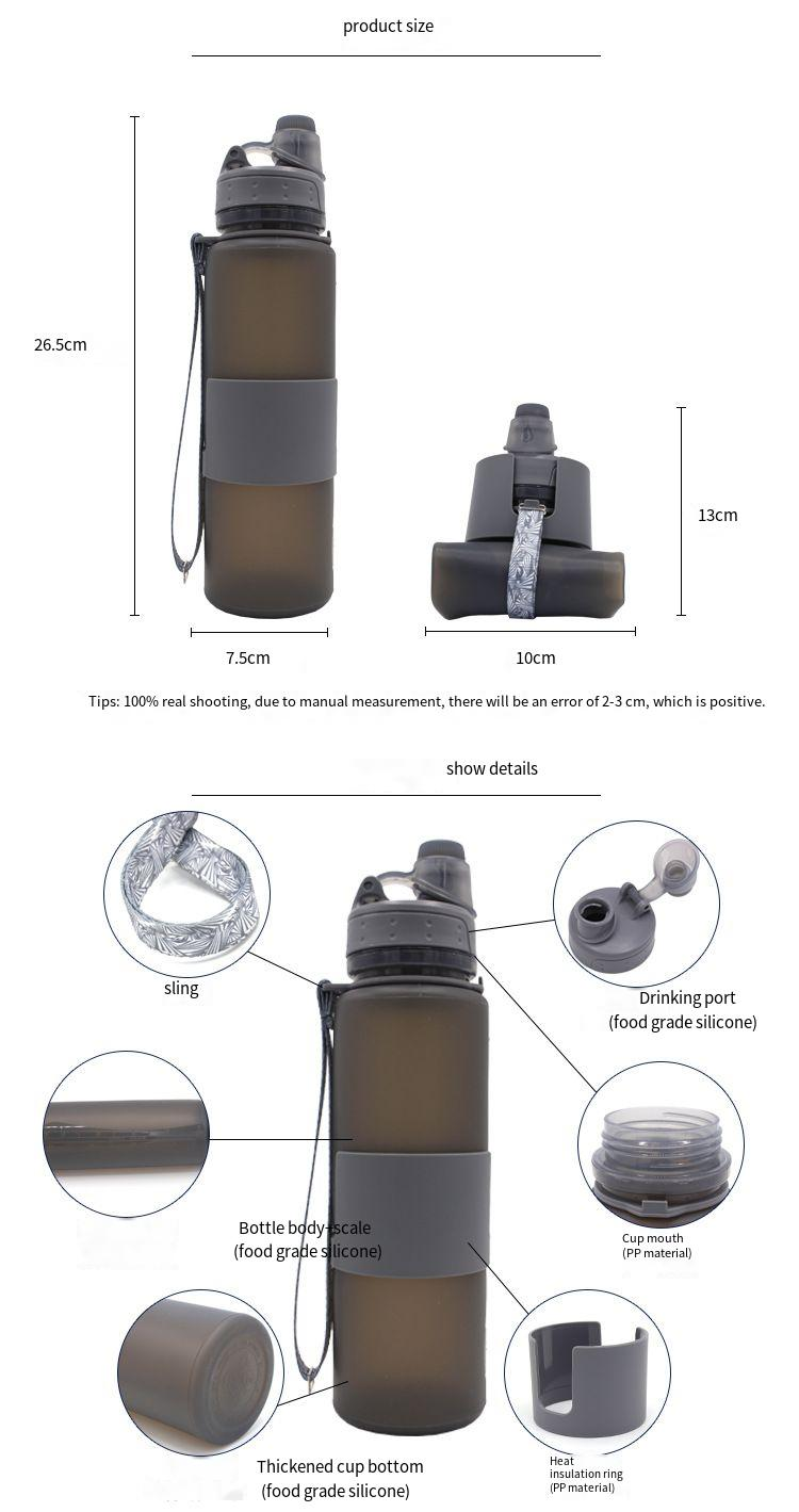 Large capacity rotary lid sealed kettle silicone folding outdoor water bottle mountaineering daily necessities_voghion.com