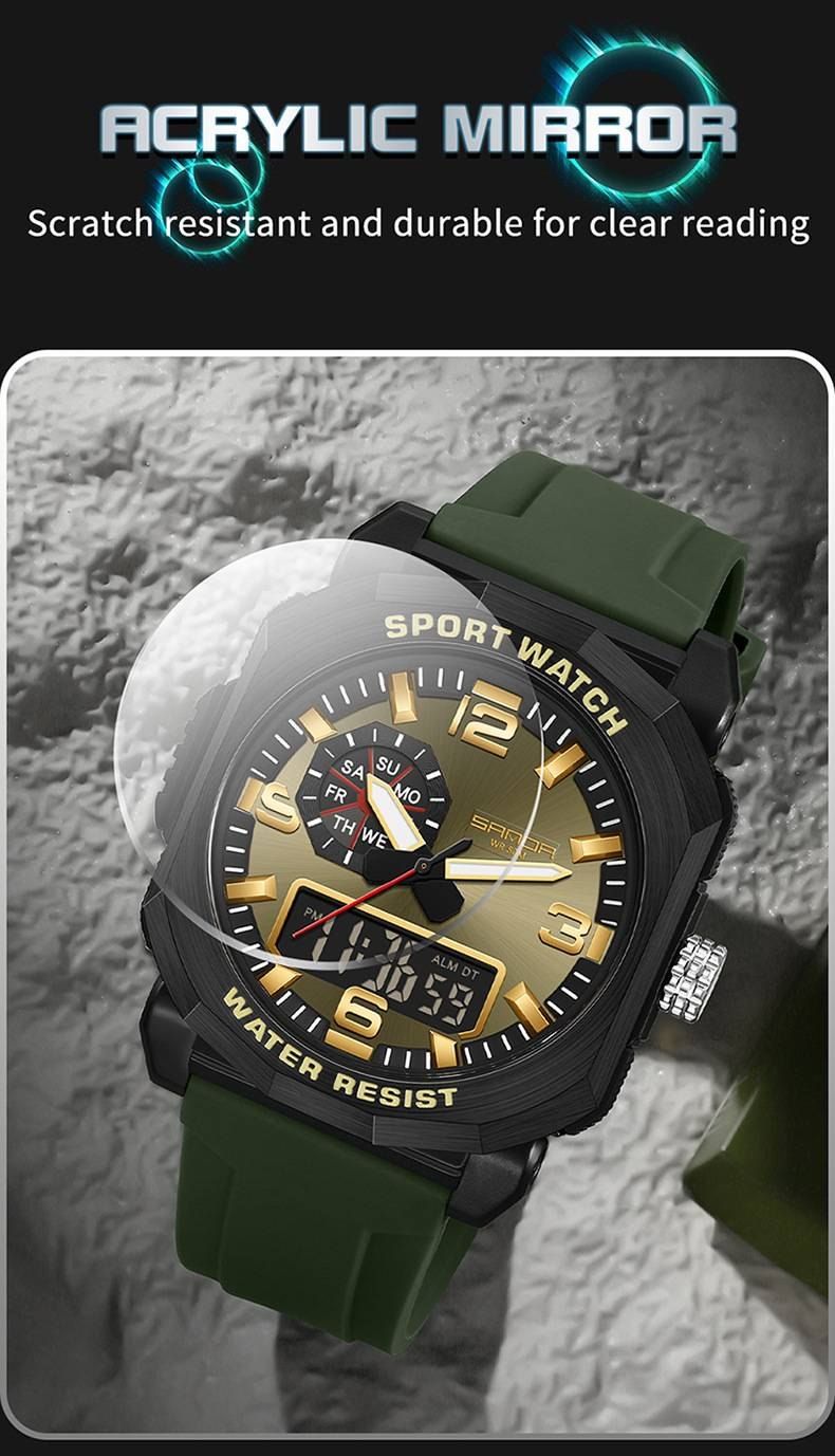 Multi Functional Digital Watch, Dual Display Waterproof Luminous Electronic Watch, Fashion Electronic Watch for Youth_voghion.com
