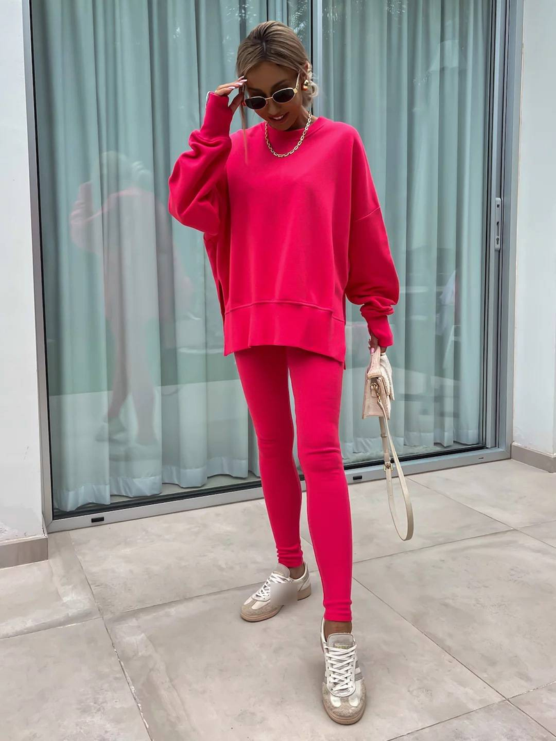 Abbigliamento da donna Autunno e inverno Tinta unita Maglione a maniche lunghe Giacca casual Tuta sportiva_voghion.com