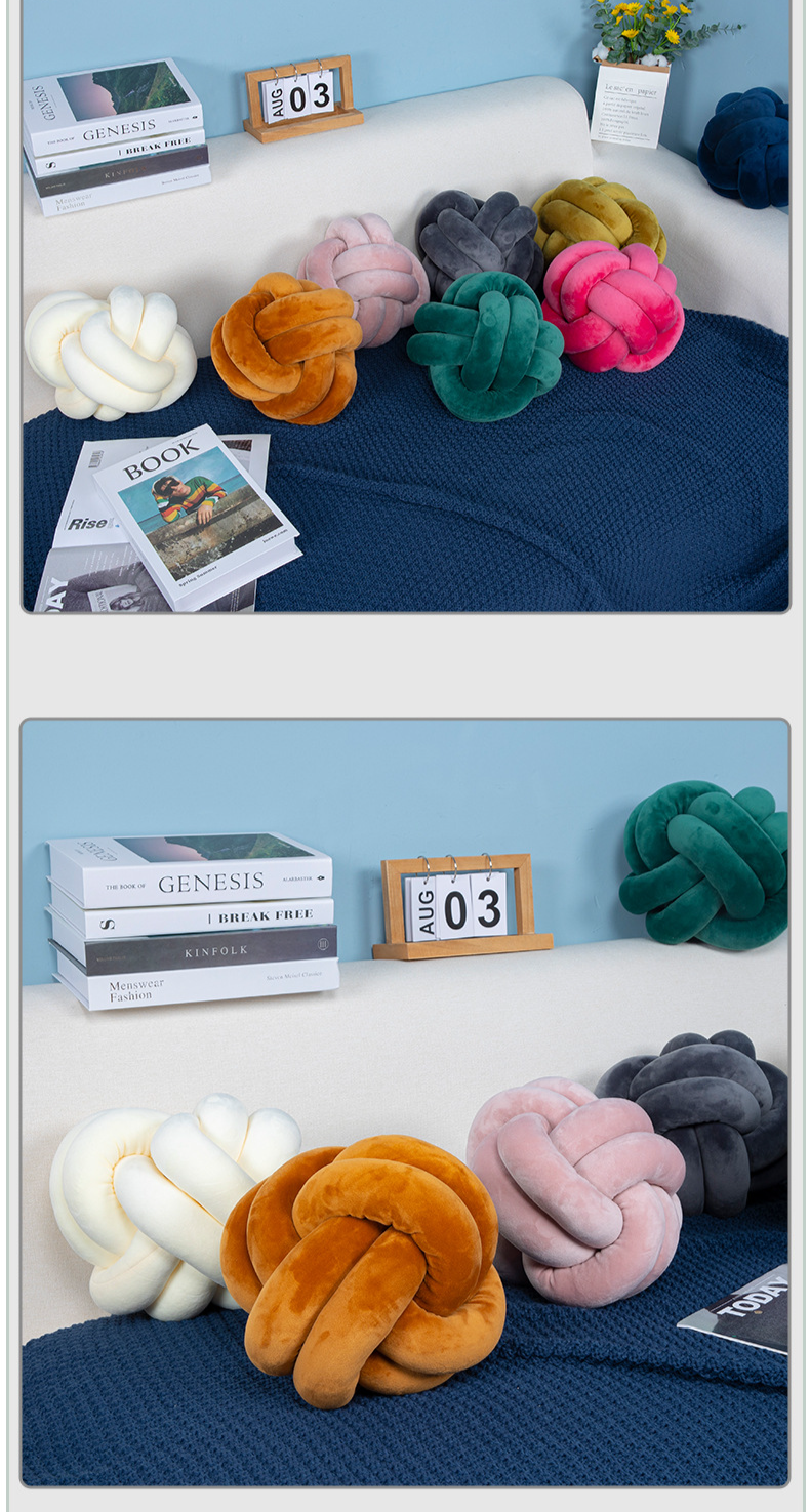 Nordisches Luxus-Samtkissen mit Knoten – handgewebtes Spandex-Quastenkissen mit Doppelseil-Design, weicher, dekorativer Überwurf aus Plüsch für Sofa und Bett_voghion.com