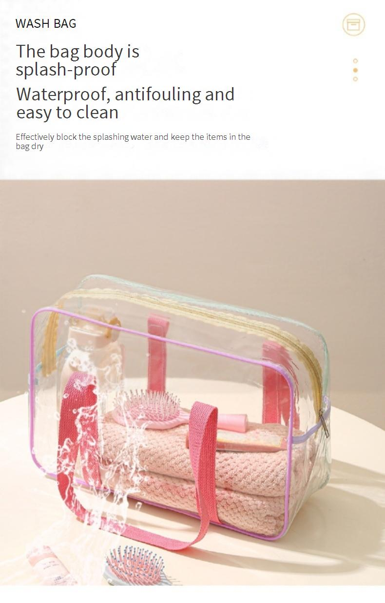 Cream-Colored Travel Toiletry Bag - Large Waterproof Organizer With Clear Panel For Swimming & Makeup_voghion.com