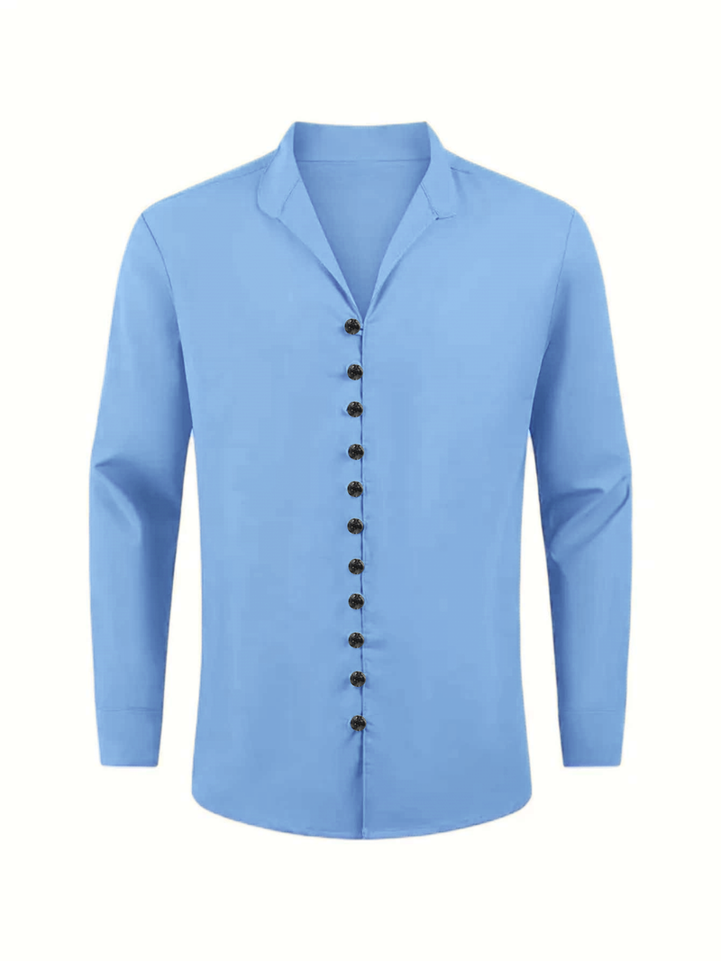 Camicia da uomo in lino di alta qualità - Collo alla coreana dalla vestibilità comoda, camicia traspirante con bottoni per primavera ed estate_voghion.com