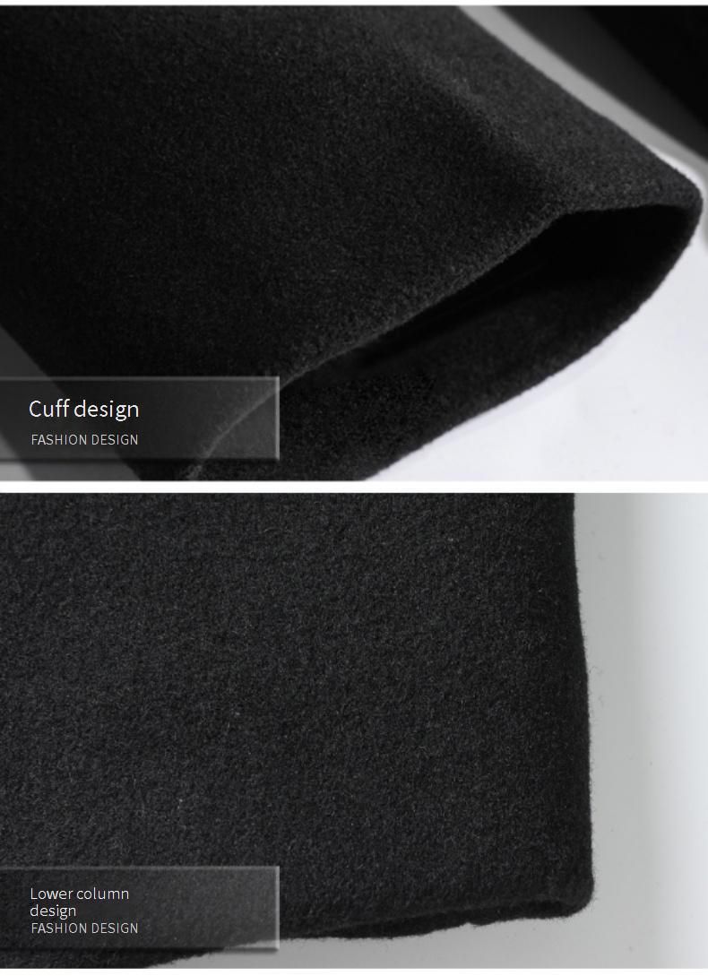 Men's Korean-Style Wool Blend Overcoat – Relaxed Fit Mid-Length Trench Coat With Notched Lapel & Side Pockets (S-4XL, Black/Navy)_voghion.com