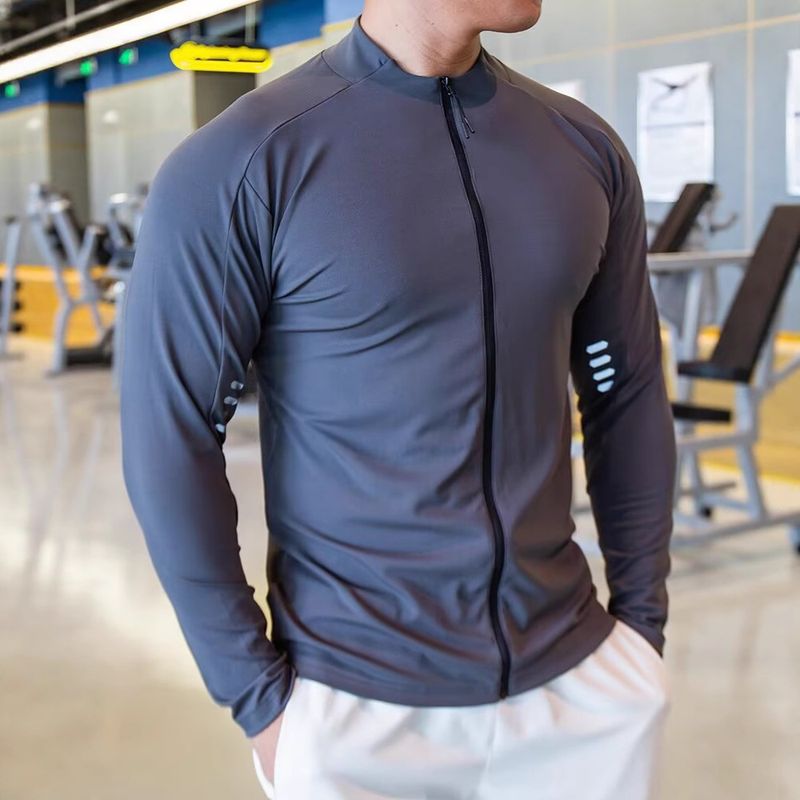Men's Running Sports Fitness Jacket, Cycling Long Sleeve Quick-drying Tights Running Training Suit_voghion.com