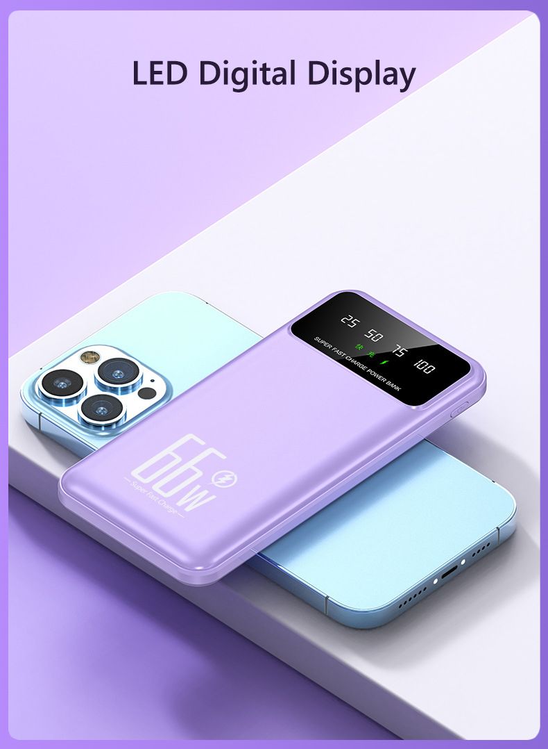 66W Fast Charging 30000mAh LED Digital External Power Bank For IPhone 16 15 14 13 Pro Xiaomi Battery Charger_voghion.com