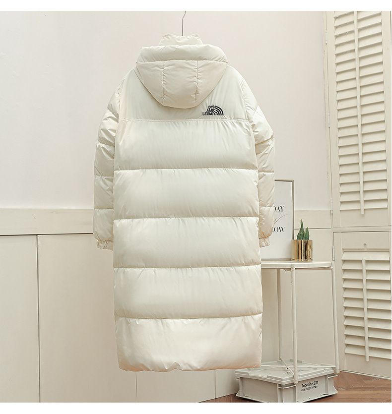 Unisex Long Puffer Jacket With Hood - Warm Winter Coat For Men & Women, Lightweight Polyester Fill, Loose Fit, 3D Pattern Design_voghion.com