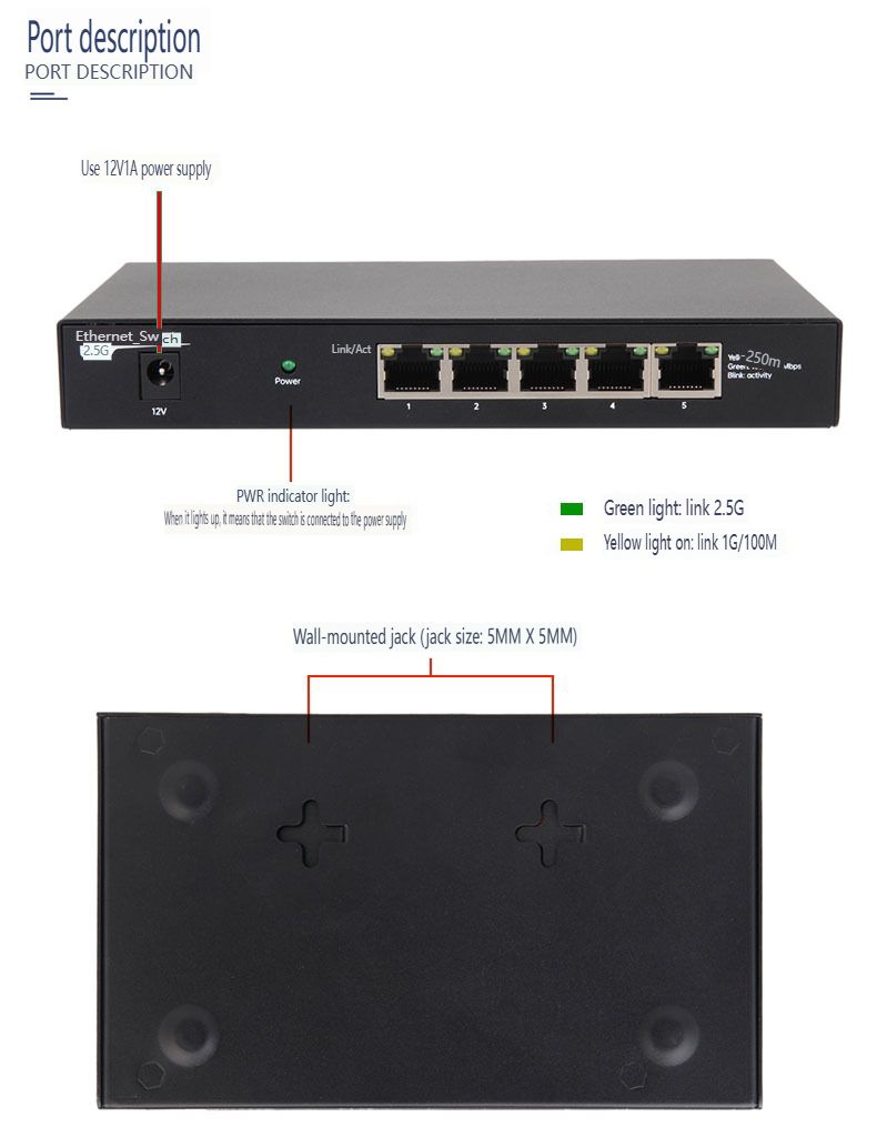 5-Port 2.5G Ethernet Switch With PoE - Plug & Play Unmanaged Network Switch For Surveillance, Gaming & Office, 2.5Gbps High-Speed Data Transfer_voghion.com