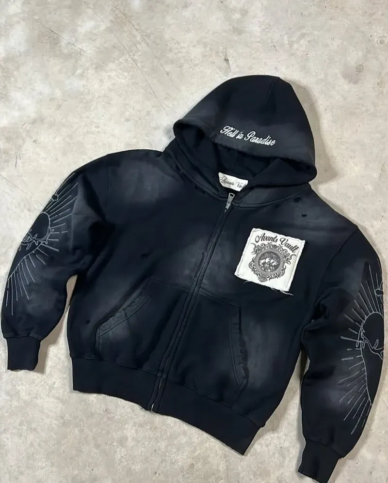 Felpe con cappuccio ricamate per coppie: felpa con cappuccio oversize da uomo in stile gotico vintage hip hop | maglione alla moda American Haruku_voghion.com