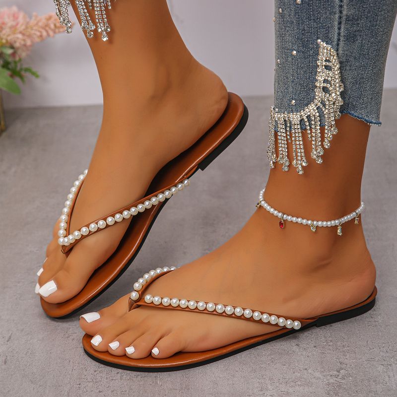 Sandali con punta a clip in stile chane, per donna, estate 2025, nuovi sandali casual piatti, grandi dimensioni, da donna_voghion.com