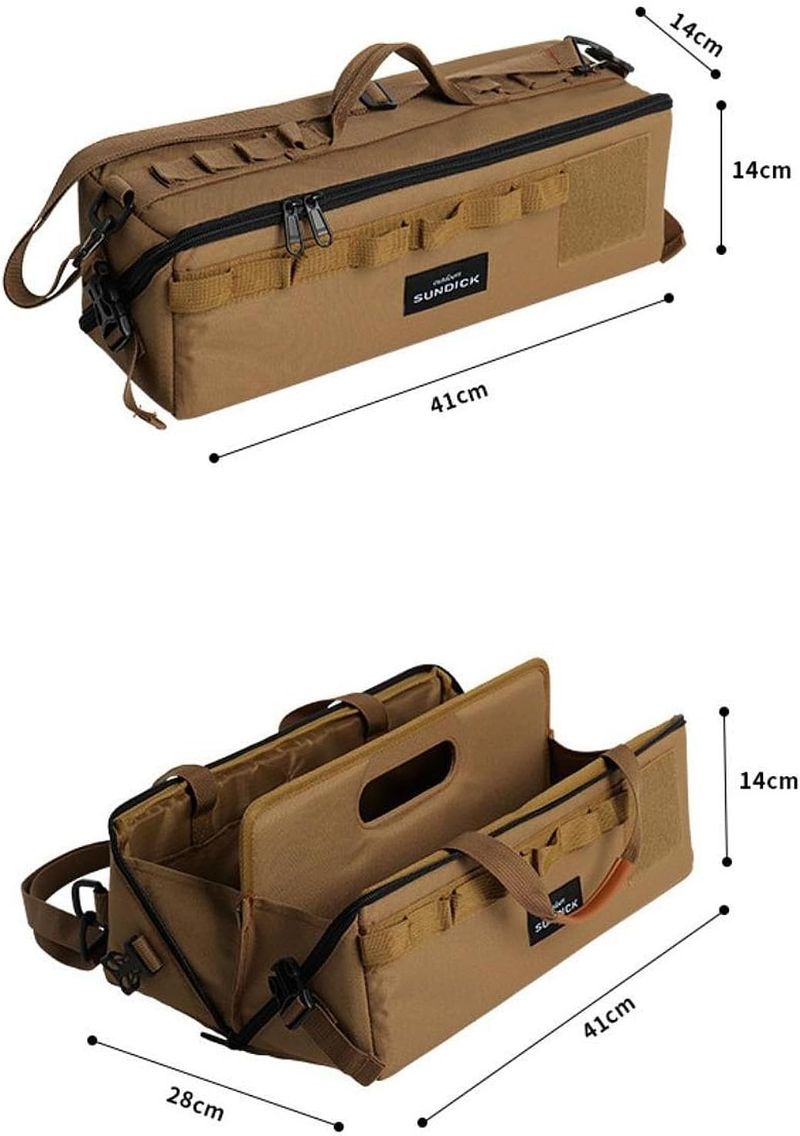 Camping Equipment Storage Bag, Tent Pegs Holder, Zippered Tool Carrier, Brown_voghion.com