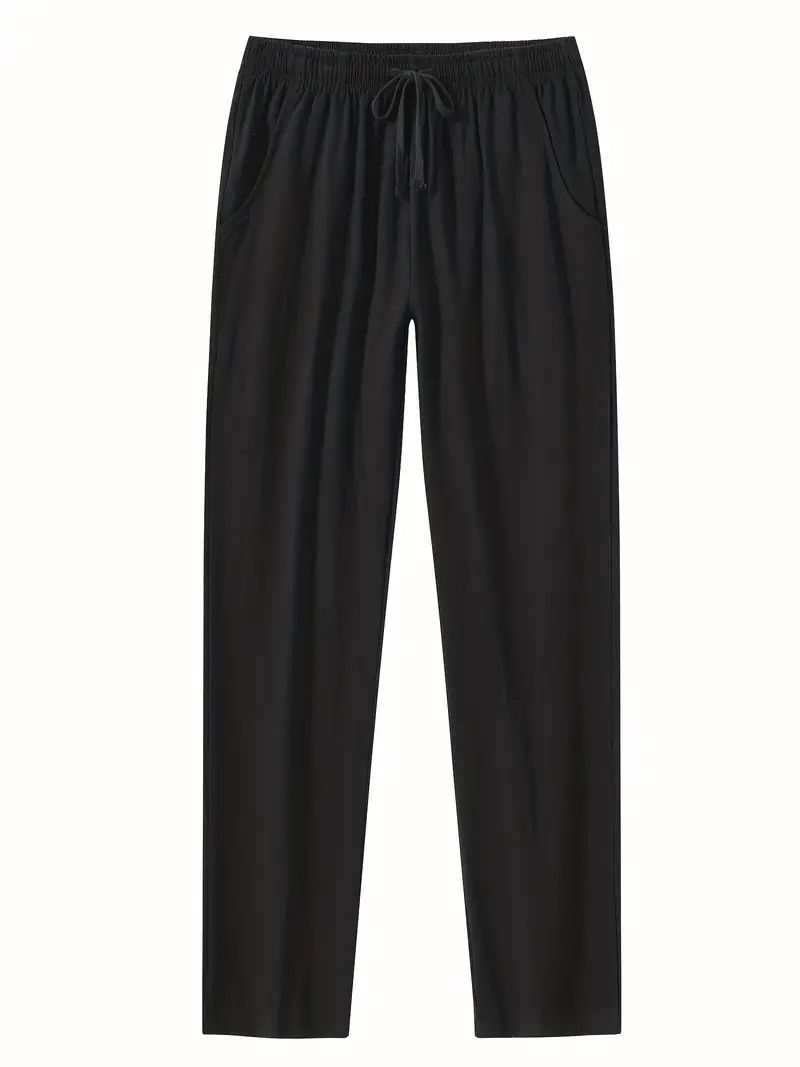 Pantaloni da jogging casual in cotone da uomo - Pantaloni traspiranti per casa e attività all'aperto (tinta unita, elastico in vita, diverse taglie, nero classico)_voghion.com