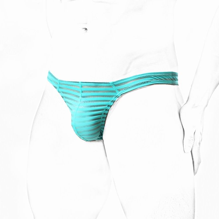 LuvBox Men's Striped Thong T-Pants Ice Silk Low Waist Sexy Fun Underwear For Men Revealing Buttocks_voghion.com
