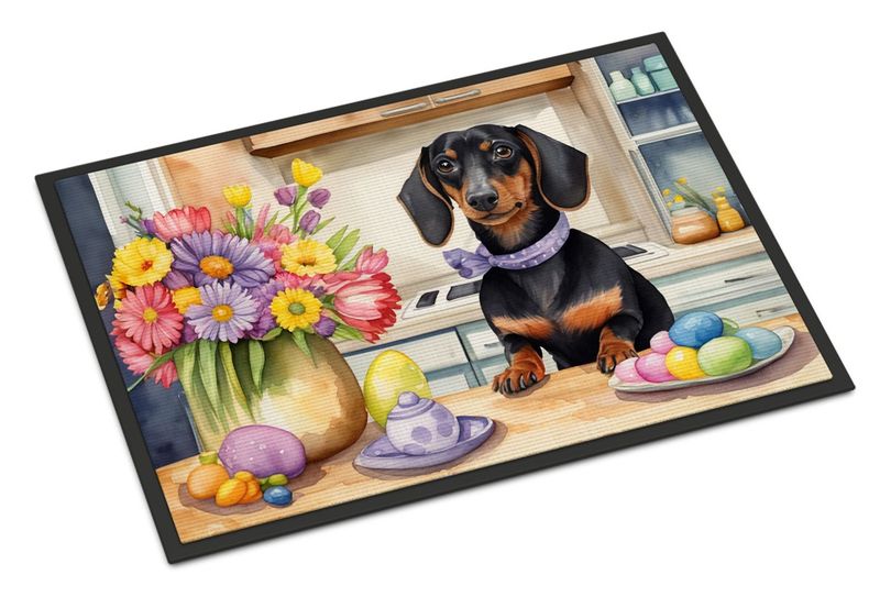 Decorating Easter Dachshund Doormat Front Door Mat Indoor Outdoor Rugs For Entryway, Non Slip Washable Low Pile, 24H X 36W_voghion.com