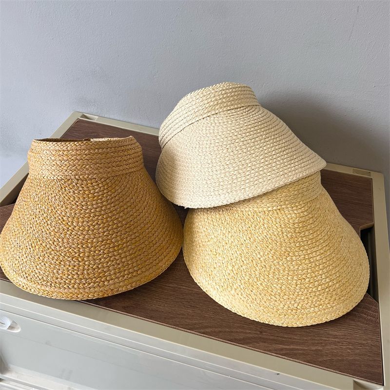 Nuovi arrivi USPOP Cappello da spiaggia in paglia con tesa larga in rafia, stile casual, da donna_voghion.com