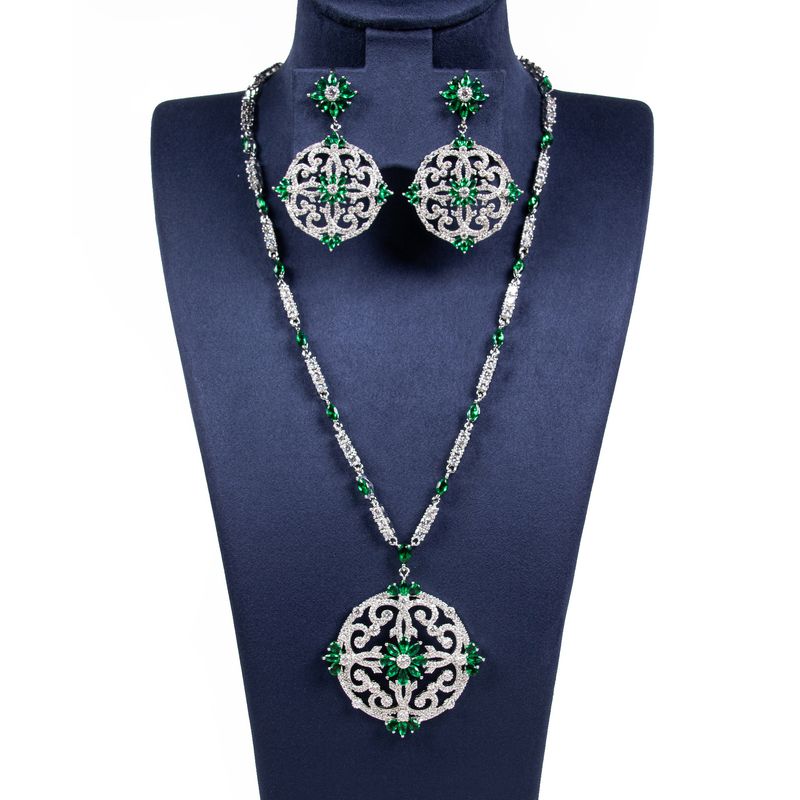 Jewelry bride earring jewelry two-piece set zircon necklace collarbone chain_voghion.com
