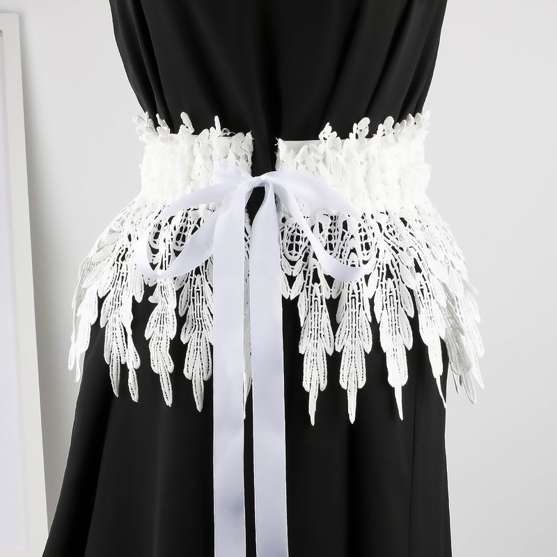 Cintura larga in pizzo testurizzata per donna, cintura elastica in vita, versatile capospalla, abito decorativo con un senso del design_voghion.com