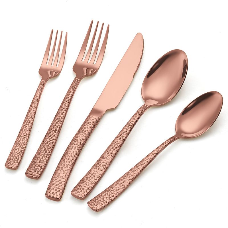 430 tyk hamret rustfrit stål kniv, gaffel og ske 5/20 dele sæt til hjemmekøkken dessert servicesæt_voghion.com