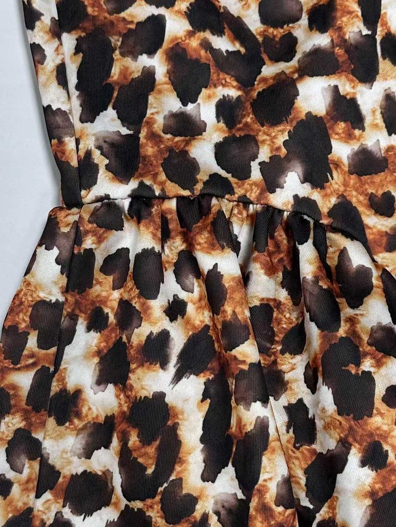 Women's Leopard Print Fishtail Midi Skirt – Stretchy Polyester Wrap Skirt With Elastic Waist For Casual & Night Out (S-XXL)_voghion.com