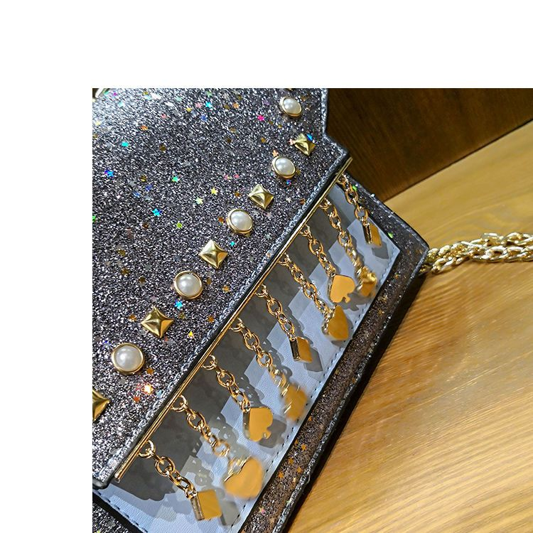Net red spot women's bag 2023 woven flower new double layer tide single shoulder crossbody bag hundred chain small square bag_voghion.com