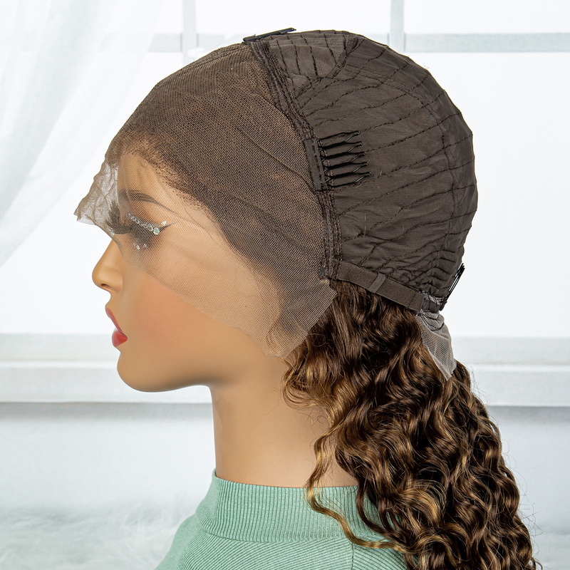 13x4 Pre-Lace Brazilian Hair 180% density human hair wig P4/27 Long wavy wig suitable for women's daily wear natural fashion_voghion.com
